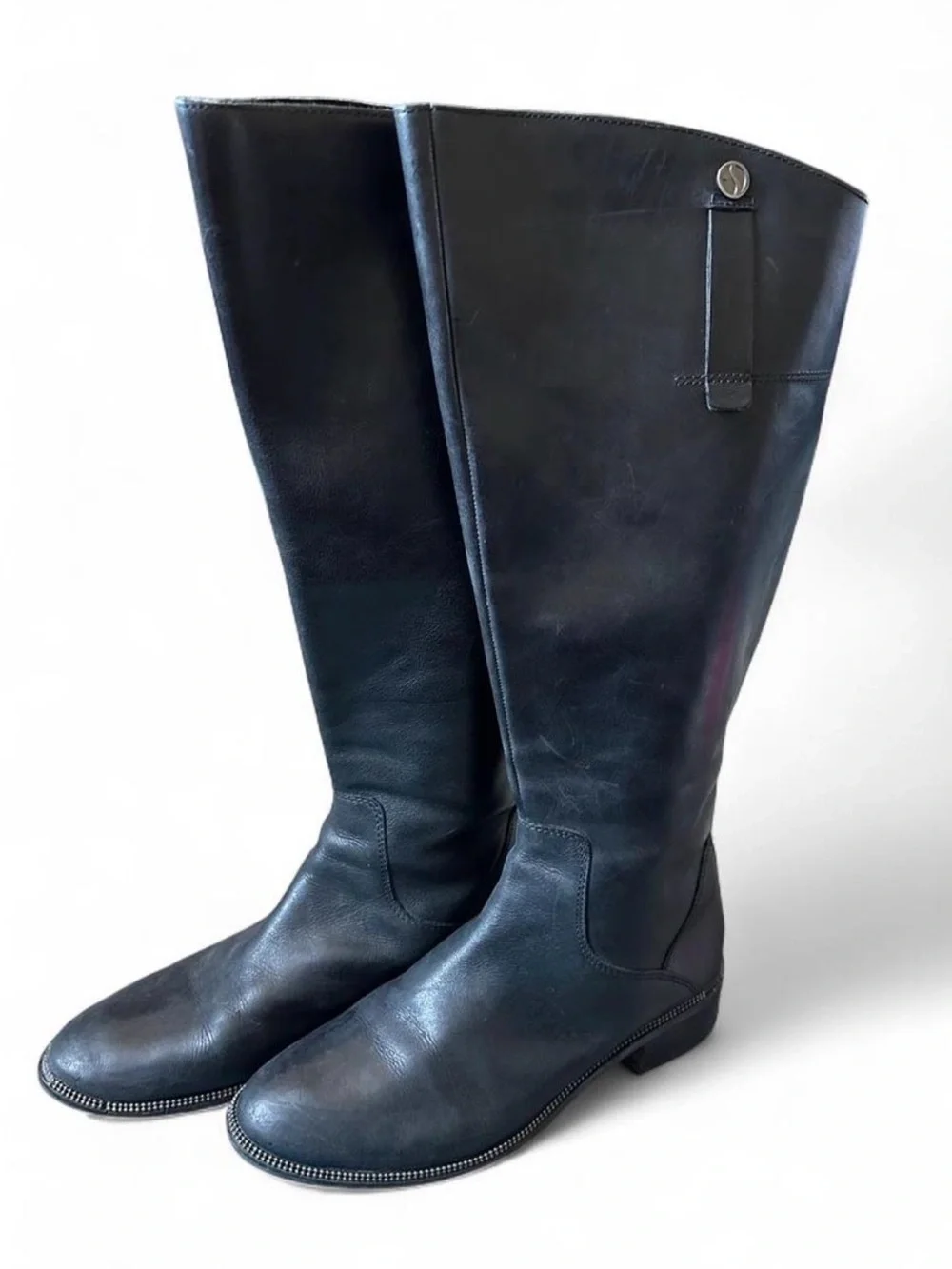 Women's Tall Leather Riding Boots - Black